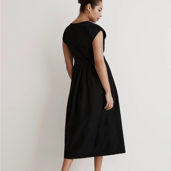 Madewell Poplin Button-Front Midi Dress Black Size XL - Picture 3 of 6